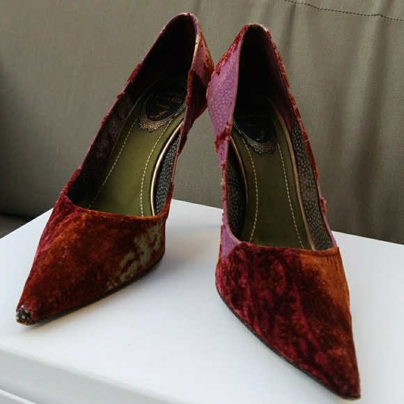 Rene Caovilla velvet silk pumps high heels shoes - Picture 4 of 7